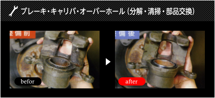 ブレーキ・キャリバ・オーバーホール(分解・清掃・部品交換)